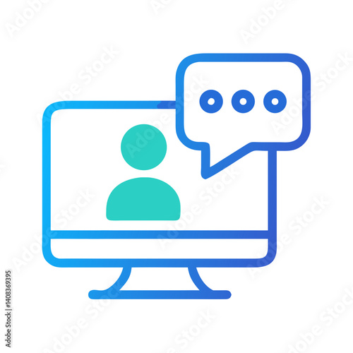 User Support Chat Icon Representing Desktop Communication and Customer Service Interaction
