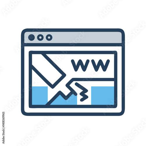 Web Page with Broken Image Icon Representing Corrupted Media or Missing File Error