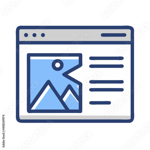Web Page with Broken Image Icon Representing Corrupted Media or Missing File Error