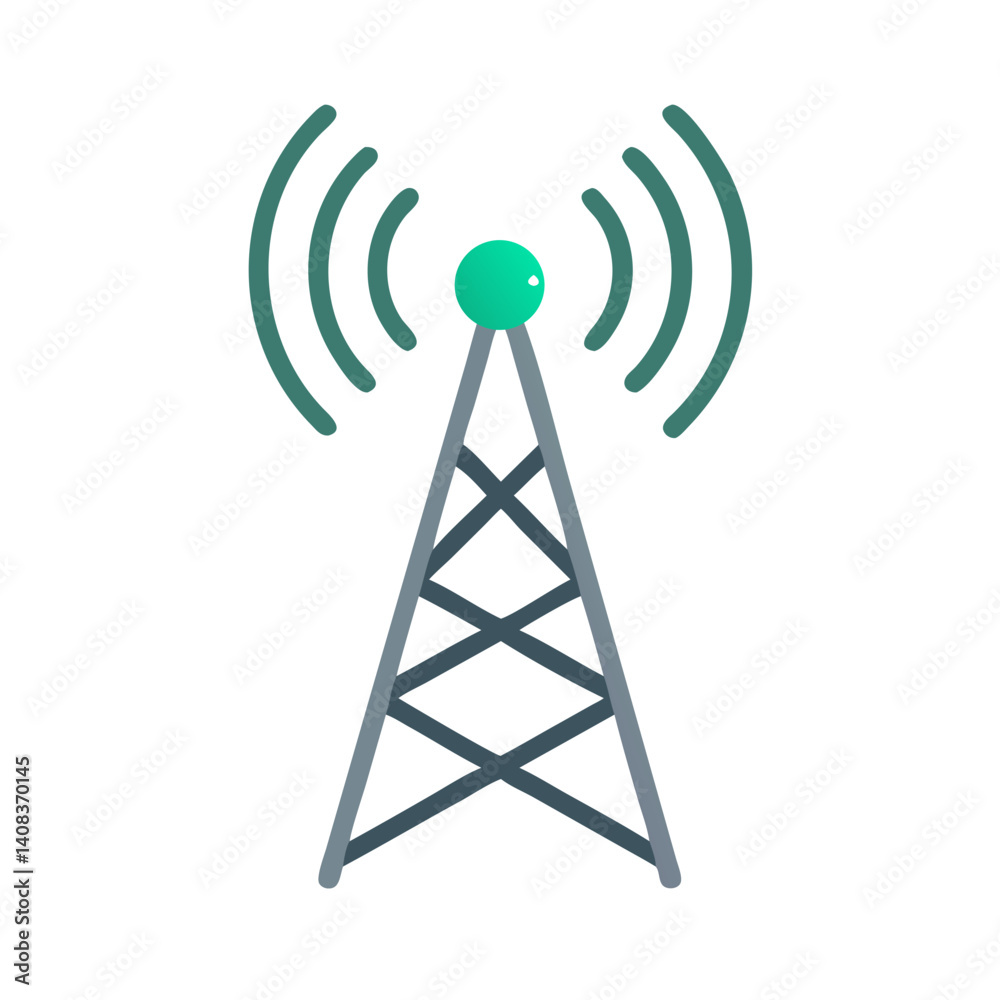 Wireless Tower Icon Representing Communication, Signal Transmission, and Network Connectivity Wireless Tower Icon Representing Communication, Signal Transmission, and Network Connectivity