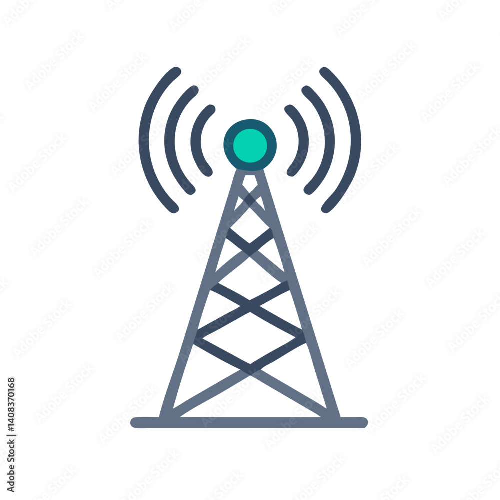 Wireless Tower Icon Representing Communication, Signal Transmission, and Network Connectivity Wireless Tower Icon Representing Communication, Signal Transmission, and Network Connectivity