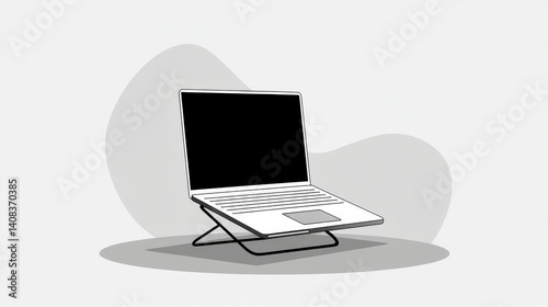 Pixel Art Laptop on a Minimalist Stand