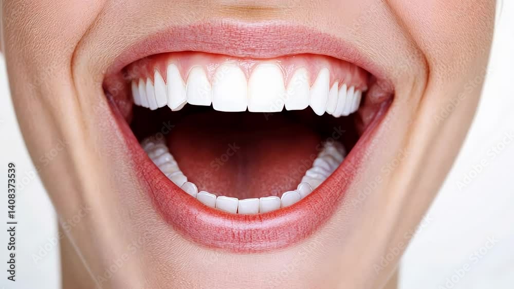Close up of a perfect smile with white teeth and healthy gums, representing effective dental care and cosmetic dentistry for a radiant smile Close up of a perfect smile with white teeth and healthy gums, representing effective dental care and cosmetic dentistry for a radiant smile