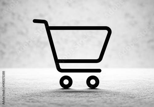 Shopping cart icon on white background representing business concept for online shopping and e-commerce symbolizing retail and purchase with a simple design photo