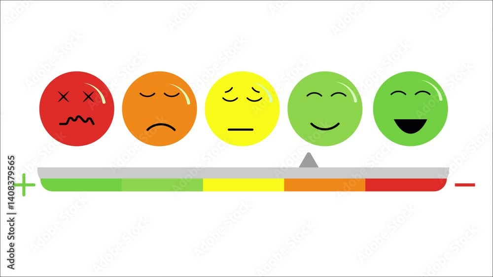 Animated video: Emotion Scale: How to Express Your Feelings. The concept of expressing emotions: from sad to happy.