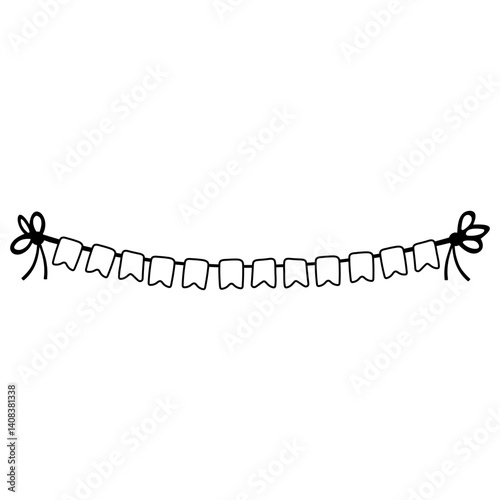 Flag garland birthday party - outline bunting vector art
