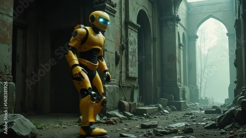 Robot explores abandoned building while discovering remnants of humanity in a post-apocalyptic world
