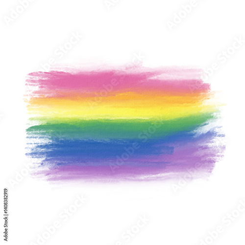 rectangle rainbow oil painted button, design element with smear effect