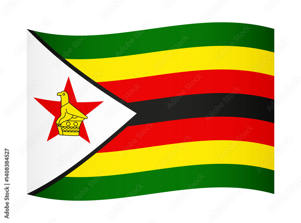 Zimbabwe wavy flag illustration. Waving flag of Zimbabwe transparation png Zimbabwe wavy flag illustration. Waving flag of Zimbabwe transparation png