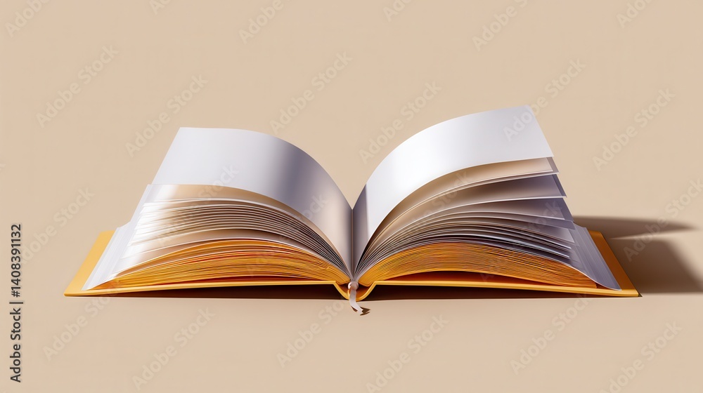 Open Book Displaying Intricate Layered Paper Art Designs in Gold and White Against Neutral Background Open Book Displaying Intricate Layered Paper Art Designs in Gold and White Against Neutral Background
