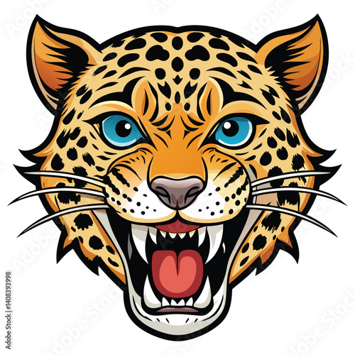 Angry, ferocious cartoon cheetah head