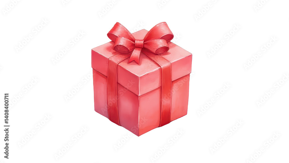 Pink Gift Box with Red Ribbon Pink Gift Box with Red Ribbon