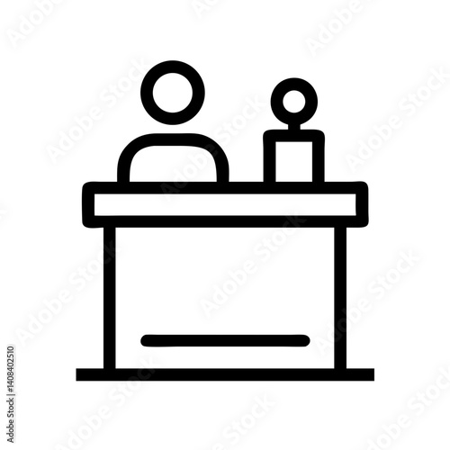 Icon of witness stand with figures in a legal context  