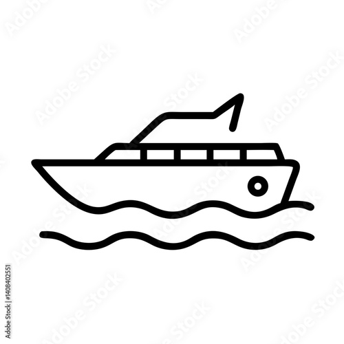 Yacht Icon Vector Design with Waves  