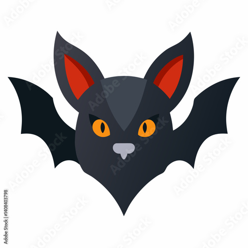 Stylized bat head vector – perfect for logos, prints, Halloween, and spooky designs