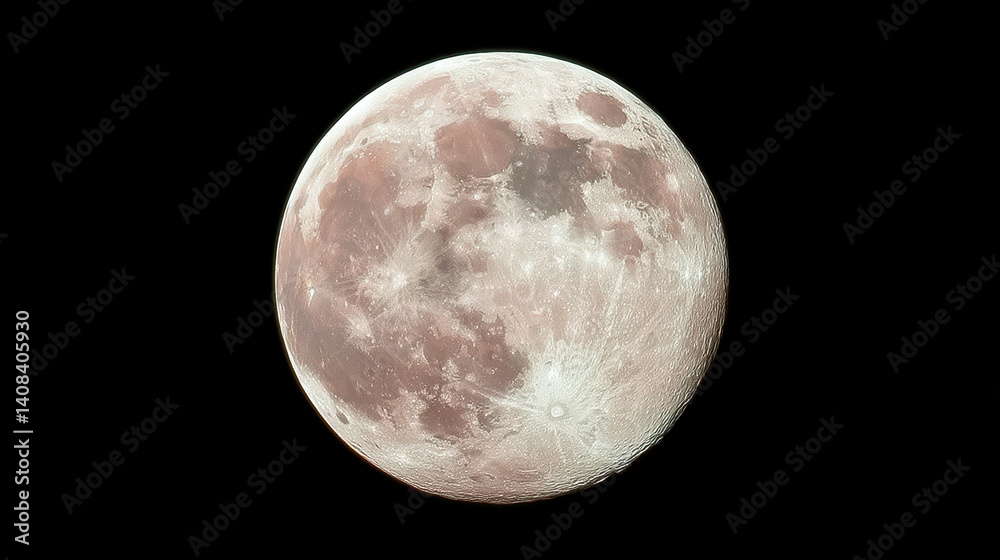 Obraz premium Spectacular pink moon illuminating the night sky over peaceful landscapes in a tranquil evening