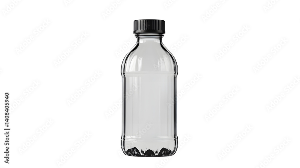 Empty Transparent Plastic Bottle with Black Cap on Dark Background for Product Mockup Empty Transparent Plastic Bottle with Black Cap on Dark Background for Product Mockup