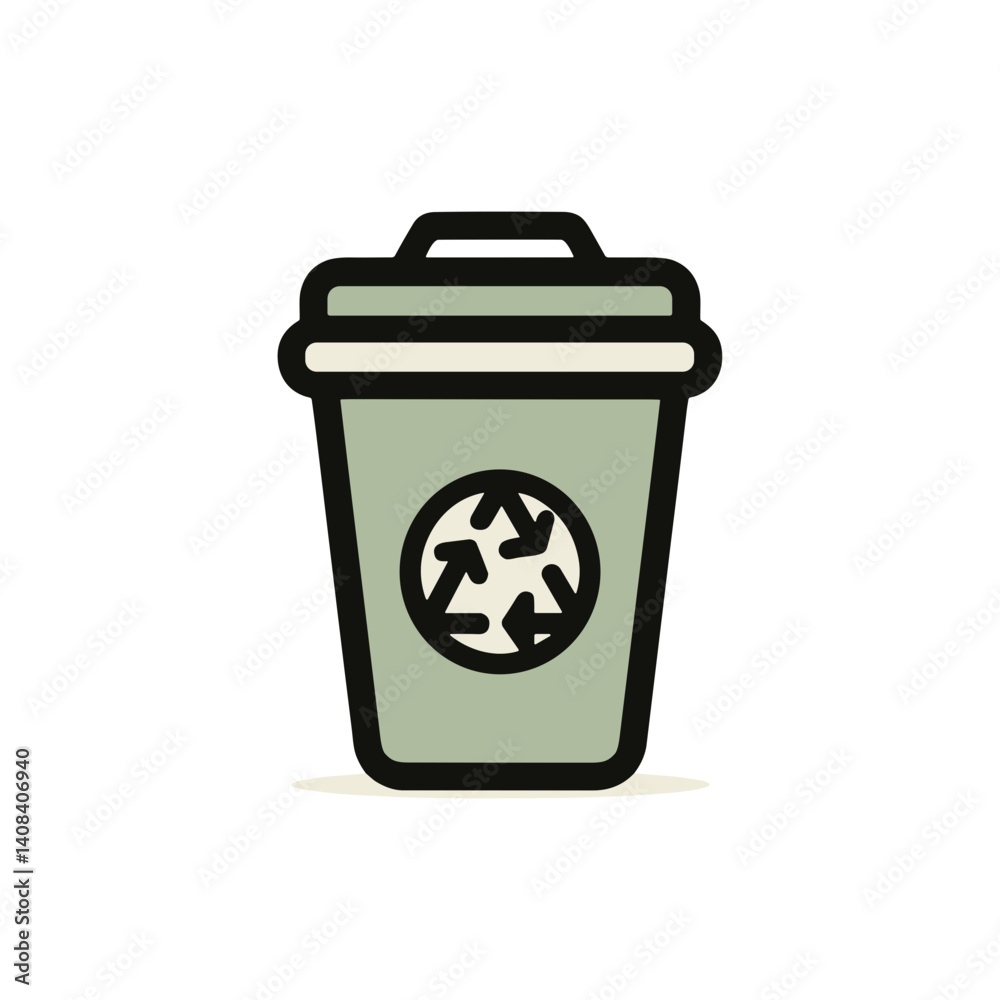 Recycling Bin Icon Representing Environmental Awareness Recycling Bin Icon Representing Environmental Awareness