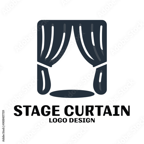 Stage Curtain Vector Logo Design