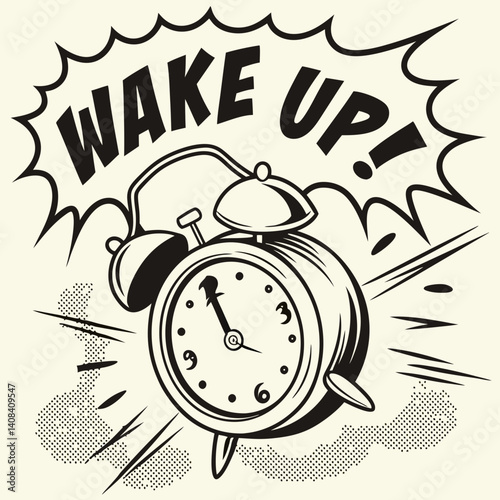 Vintage Pop Art Alarm Clock Illustration