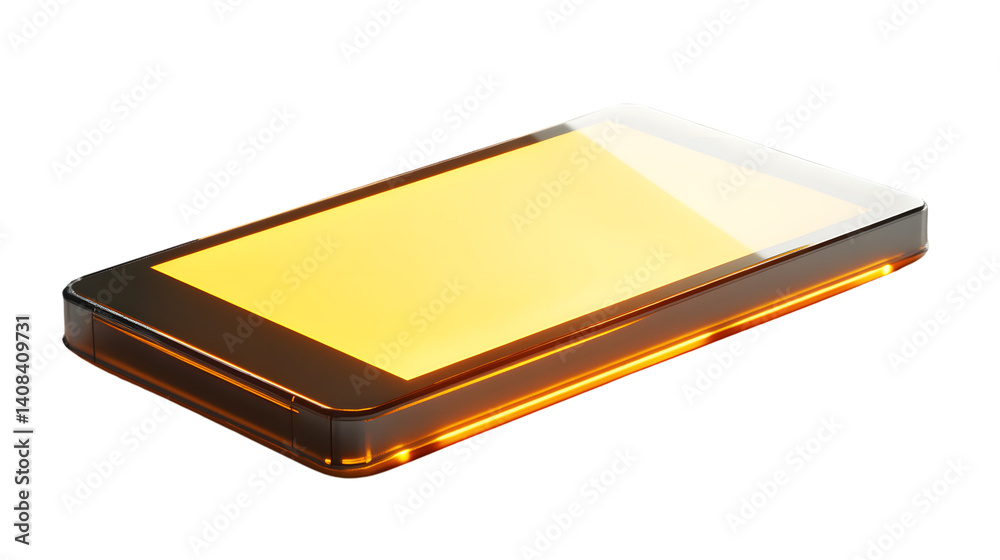 Futuristic Smartphone with Glowing Screen Displaying Warm Light Ideal for Technology and Innov Futuristic Smartphone with Glowing Screen Displaying Warm Light Ideal for Technology and Innov