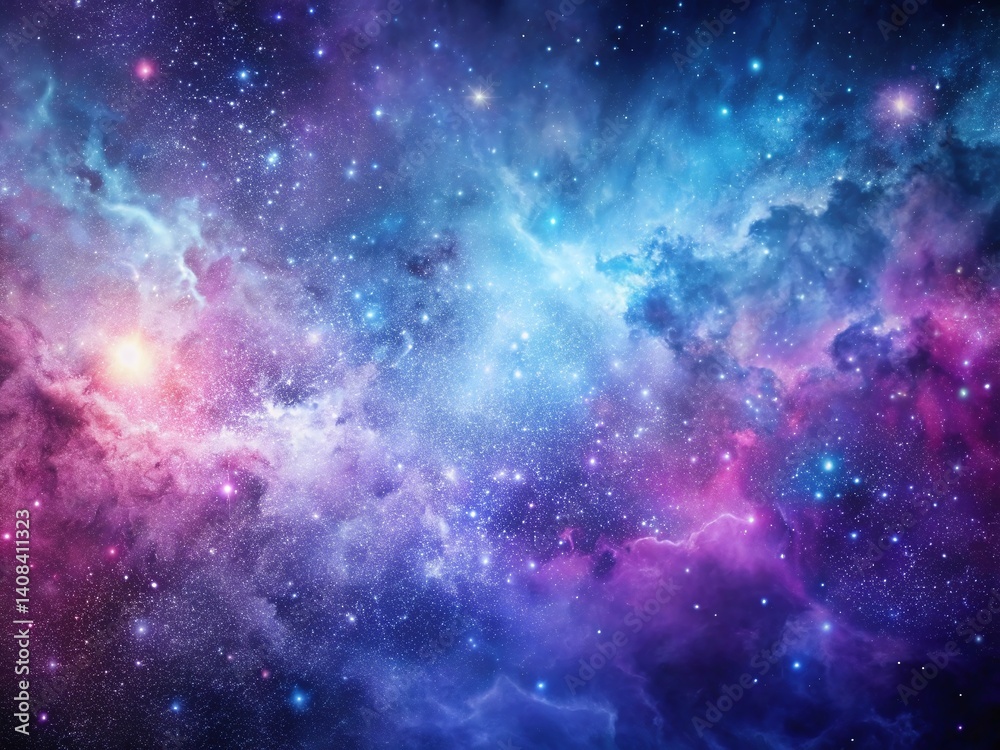 Fototapeta premium Vibrant cosmic abstract background featuring swirling galaxy hues in purple and blue tones
