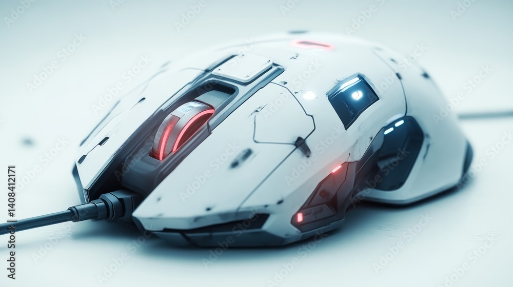 Fototapeta premium HighTech Gaming Mouse with Illuminated Scroll Wheel and Buttons Ideal for Esports Enthusiasts