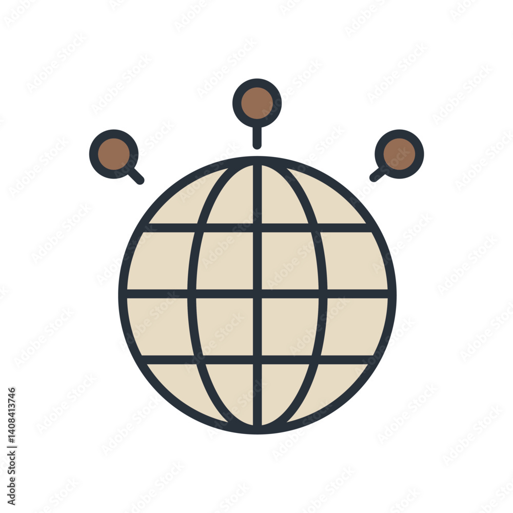 global icons isolated on White Background. Flat style design global icons isolated on White Background. Flat style design