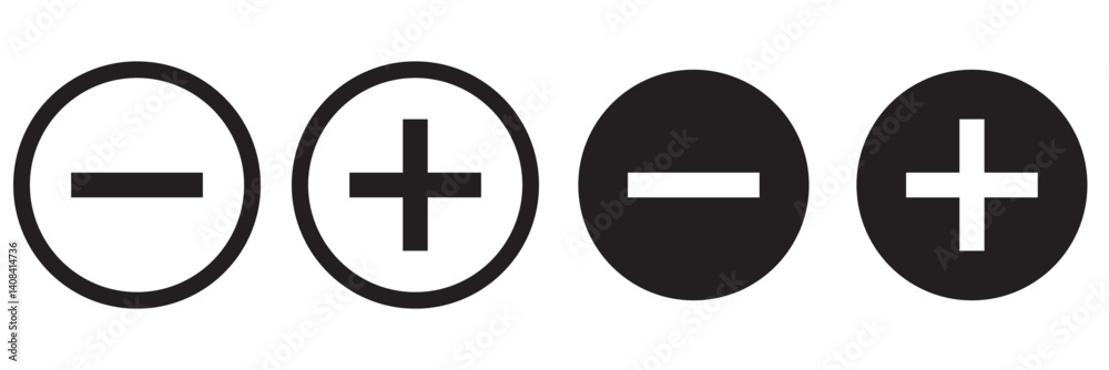 Plus and minus vector icon in modern design style for web site and mobile app Plus and minus vector icon in modern design style for web site and mobile app