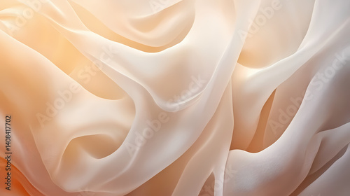 Light ethereal white fabric drapes softly creating flowing waves. Nebular Fabric. Illustration