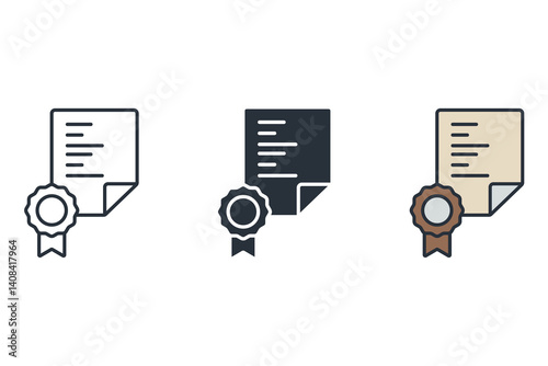 certificate icons isolated on White Background. Flat style design