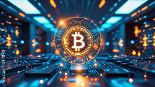 Blockchain technology background. Digital electronic technology 