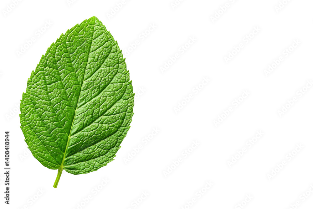 Fototapeta premium Leafy green plant with a stem, isolated