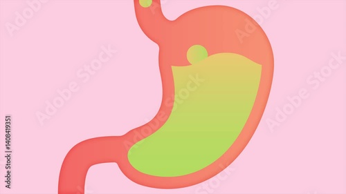 Heartburn in the stomach. Minimal modern seamless motion design. Animation 2D