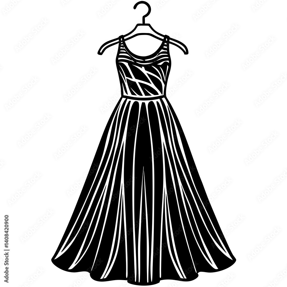 Fototapeta premium elegant woman dress Vector icon illustration silhouette Graphics design image white background 