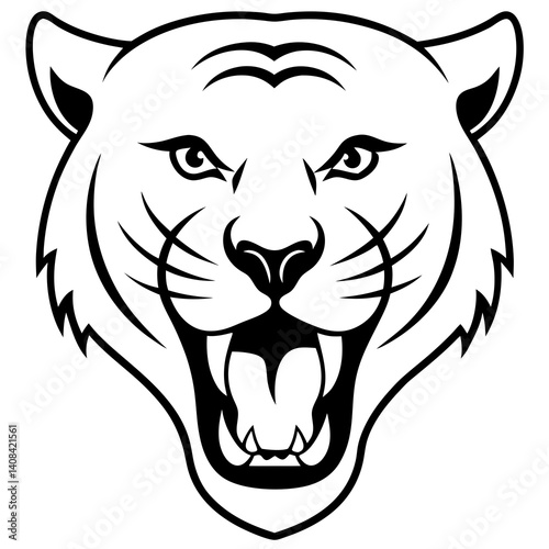 Tiger Face Line Art Vector Illustration | Minimalist Wild Cat Sketch | Hand-Drawn Tiger Head Outline | Fierce Jungle Animal Artwork | Elegant Wildlife Design for Logos, Tattoos, Prints, and Digital Pr