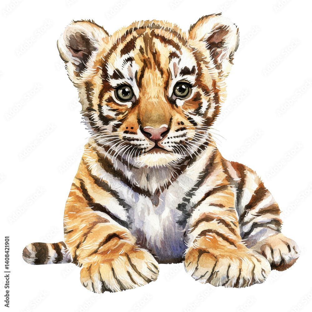Fototapeta premium Baby Tiger Cub Portrait with Striking Expression and Detail
