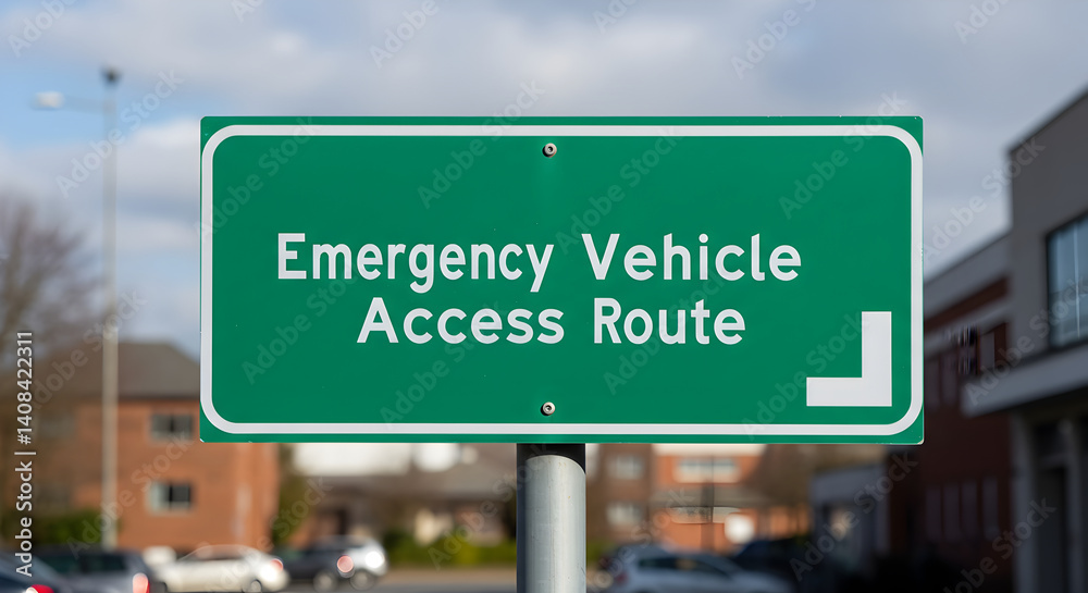 Emergency Vehicle Access Route Sign On The Street Outdoors Daytime