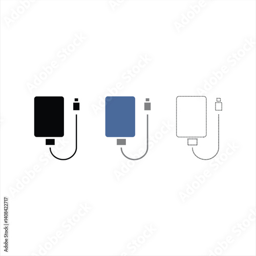 External hard drive colored icon set. Stock Vector