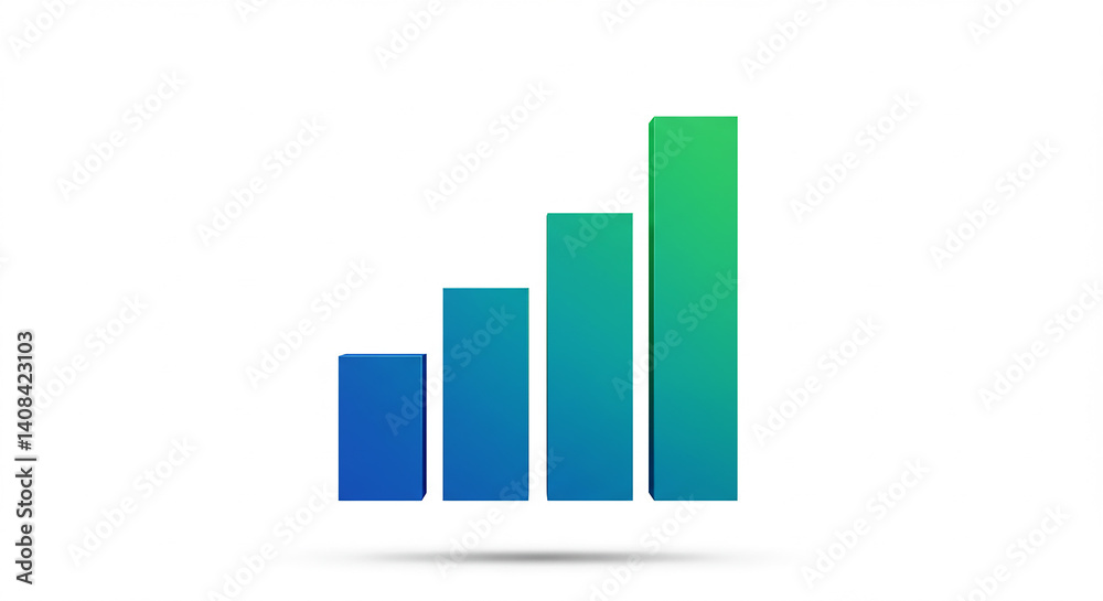 A vibrant gradient bar graph showing an upward trend isolated on a clean white background space A vibrant gradient bar graph showing an upward trend isolated on a clean white background space