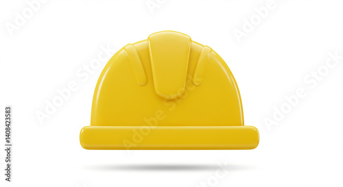 A bright yellow hard hat, construction safety equipment, isolated on a clean white background image