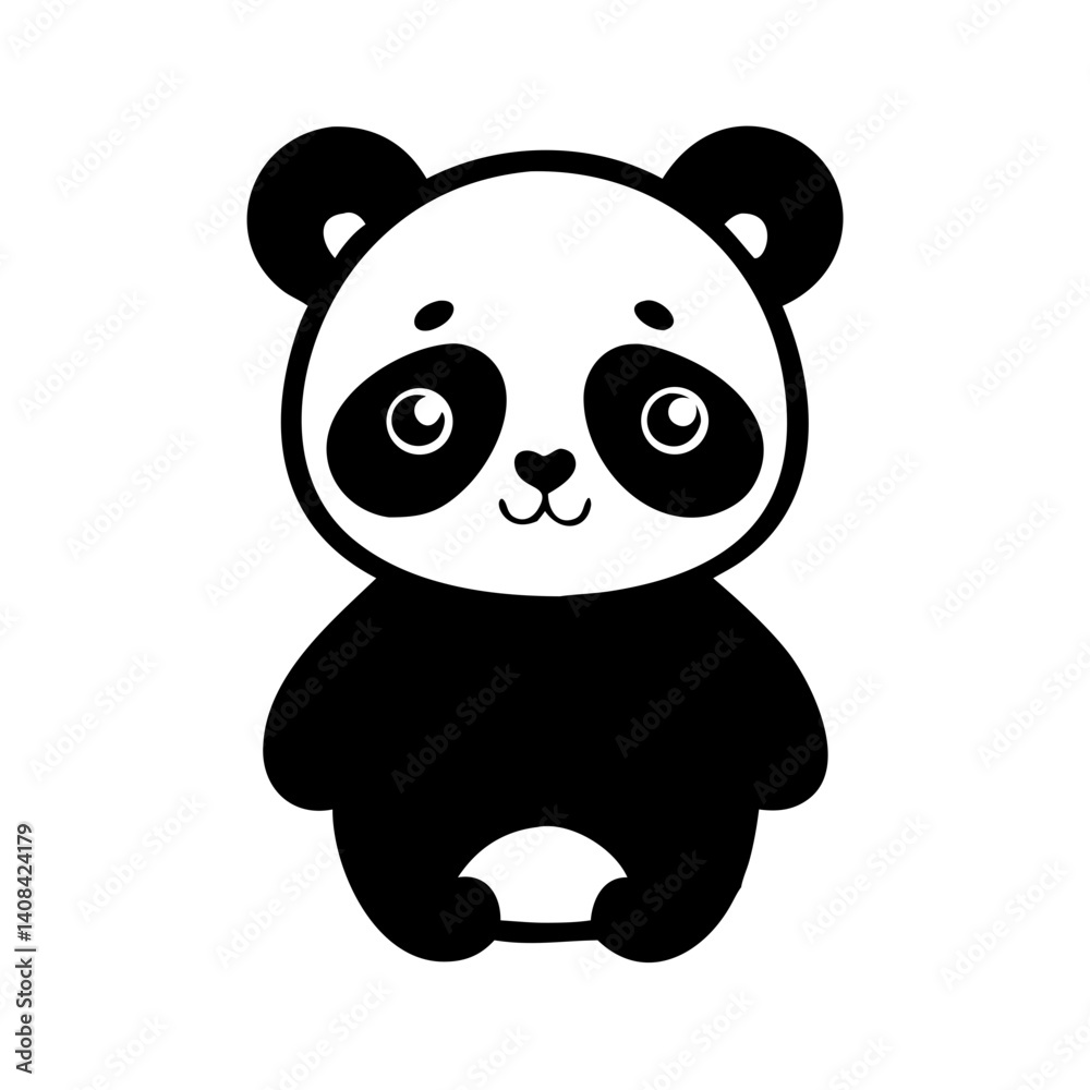 Fototapeta premium Cute cartoon panda bear vector illustration with a happy smile on white background