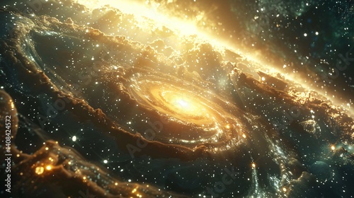 Celestial Spiral Galaxy Golden Dust Nebula of excellence in splendor beyond compare with grace