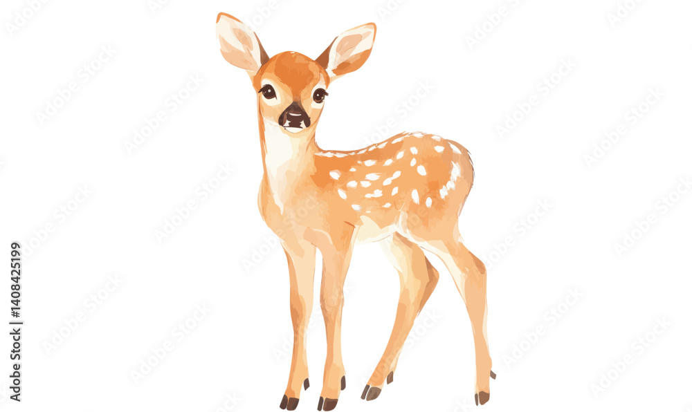 Fototapeta premium Watercolor Baby Deer Minimalist Vector Clipart for Graphic Design Projects