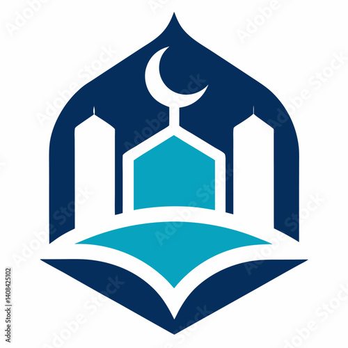 Islamic Education Logo with Open Book and Mosque Elements, Islamic logo vector illustration, logo design