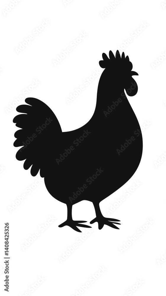 Stylized Chicken Silhouette Vector Illustration for Farm Design Projects Stylized Chicken Silhouette Vector Illustration for Farm Design Projects