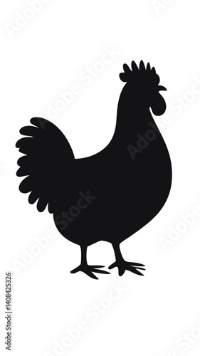 Stylized Chicken Silhouette Vector Illustration for Farm Design Projects