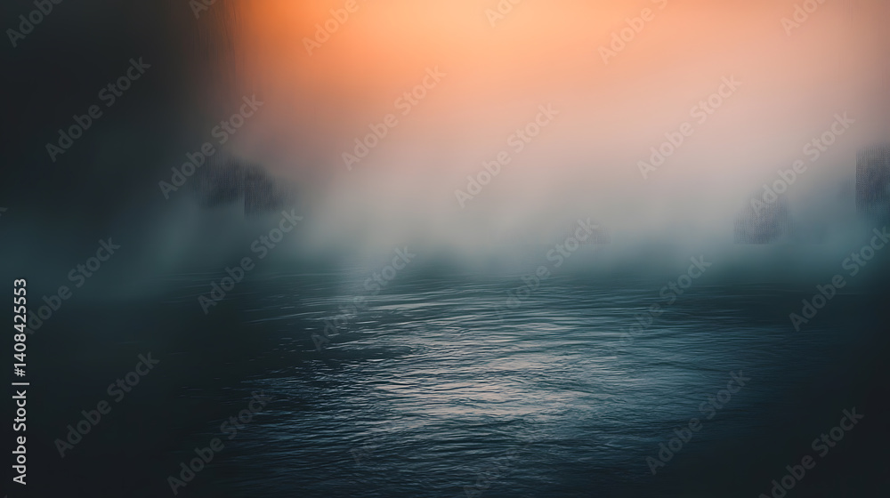 Misty River at Dawn: A moody, atmospheric image of a river shrouded in mist at dawn. The soft, diffused light of the rising sun casts a warm orange glow on the scene. Misty River at Dawn: A moody, atmospheric image of a river shrouded in mist at dawn. The soft, diffused light of the rising sun casts a warm orange glow on the scene.