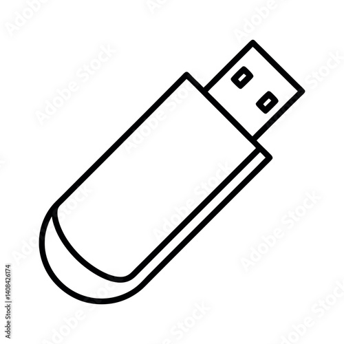 outline of a usb flash drive with white background
