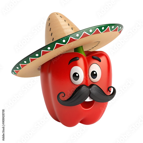 Festive red chili peppers with mustaches and sombreros on a transparent background. Perfect for Cinco de Mayo decor, invites, or party designs.